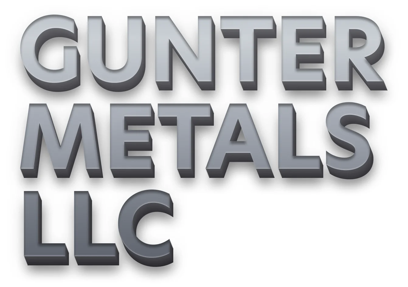 The 3D wordmark seen from slightly above, its extruded edges showing below the letters.