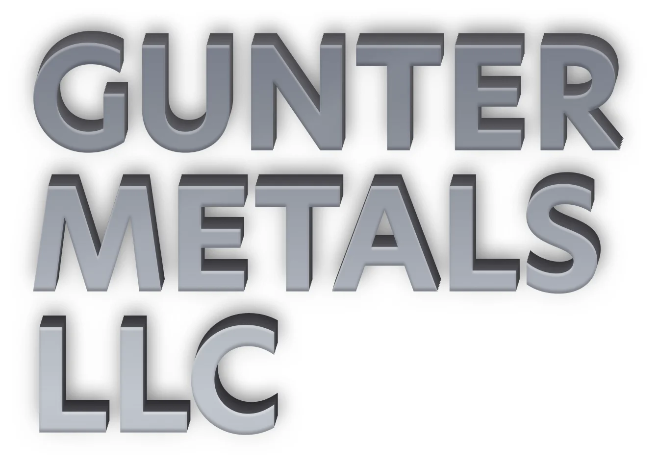 The 3D wordmark seen from slightly below, its extruded edges showing above the letters.